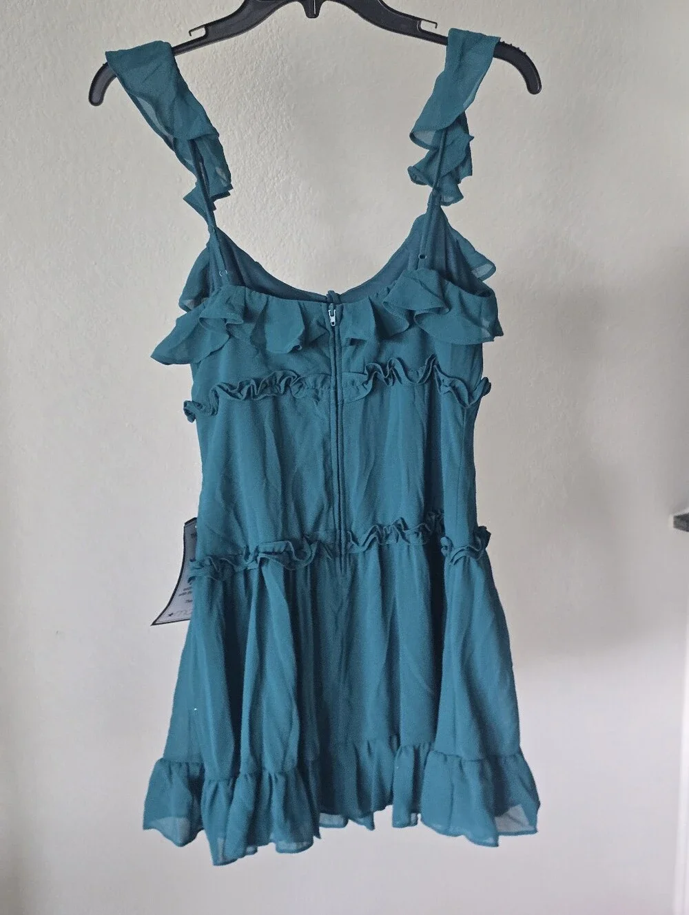 B. Darlin Teal Blue Ruffle Chiffon Mini Dress Size 7/8 NWT Party Cocktail $99